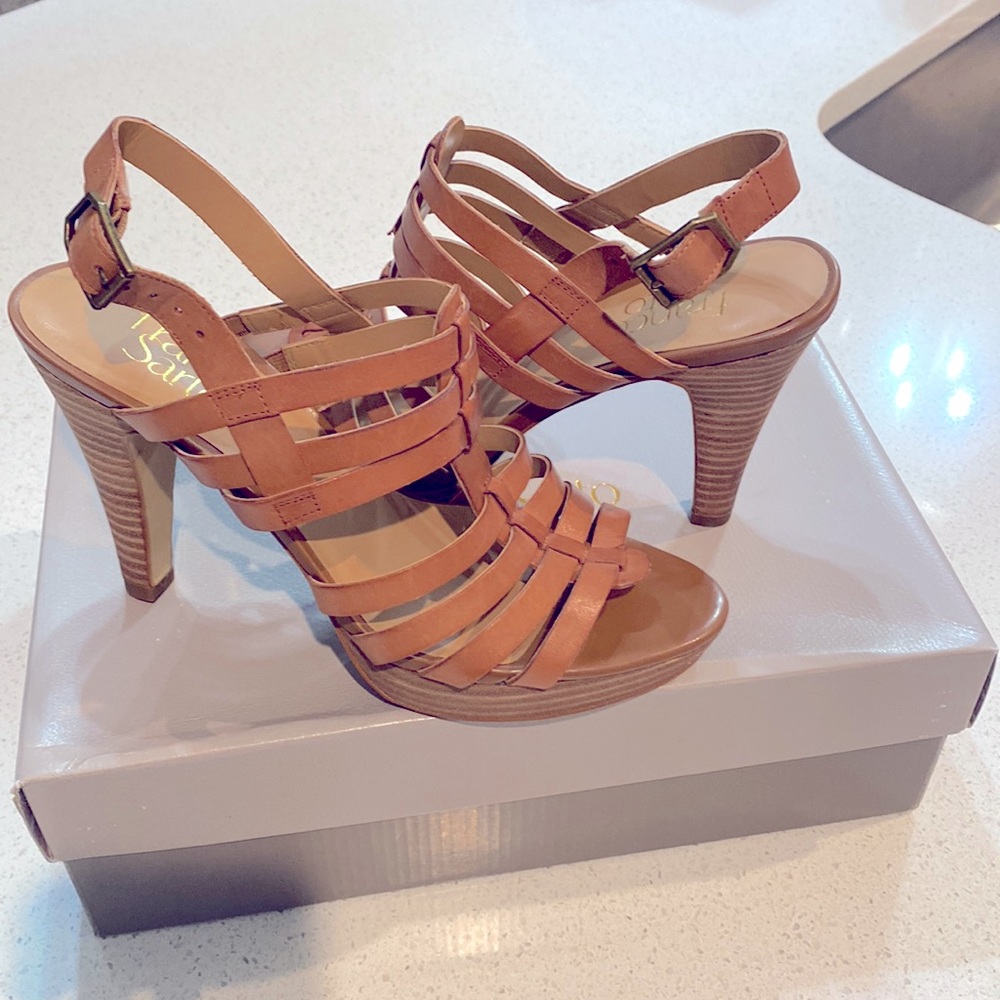 Franco Sarto Martinez Saddle Brown Sandal Heel, 7